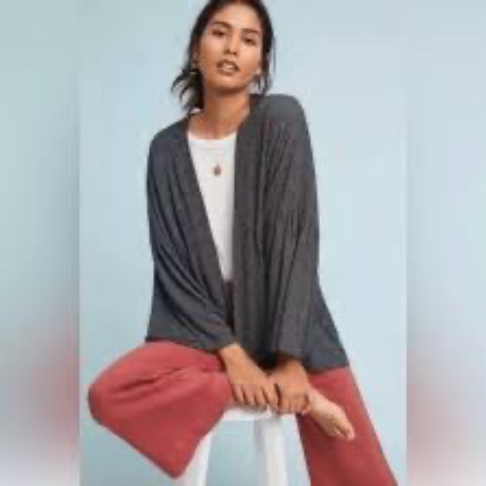 Anthropologie Sundry Grey Make Me Feel Loved Oversized Grey Open Cardigan Sz 1/S